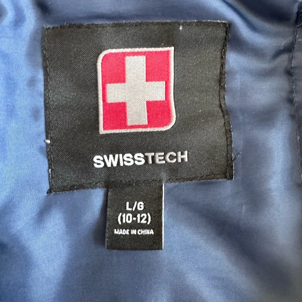 Swiss Tech Kids' Green and Blue jacket with Hood, double zipper, boys size L